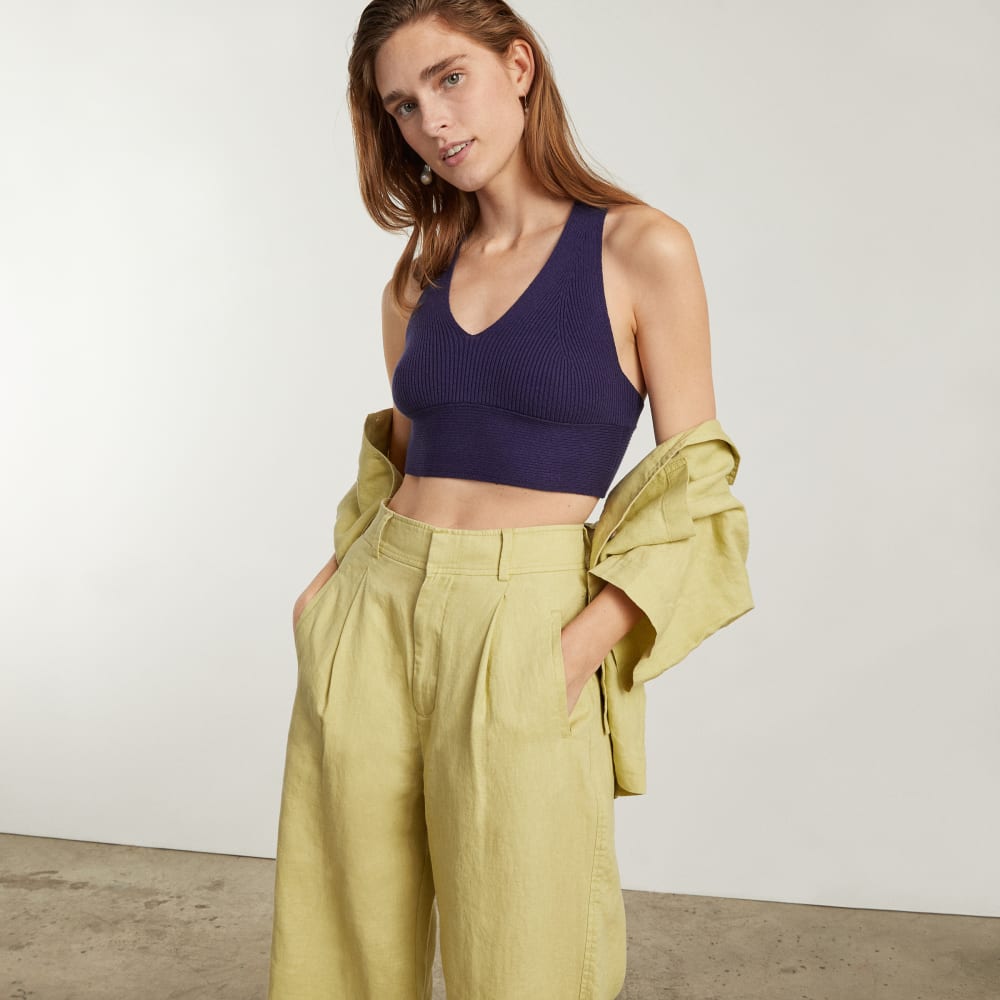 The Cross-Back Cropped Sweater Top | Midnight Blue