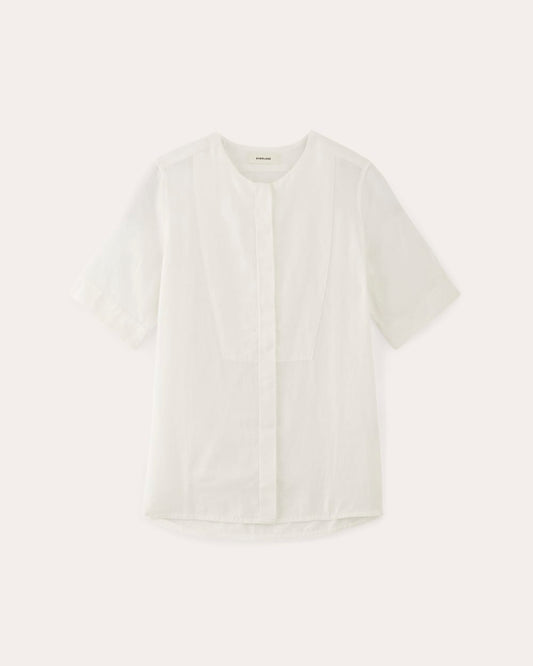 The Bib Shirt in Linen | White