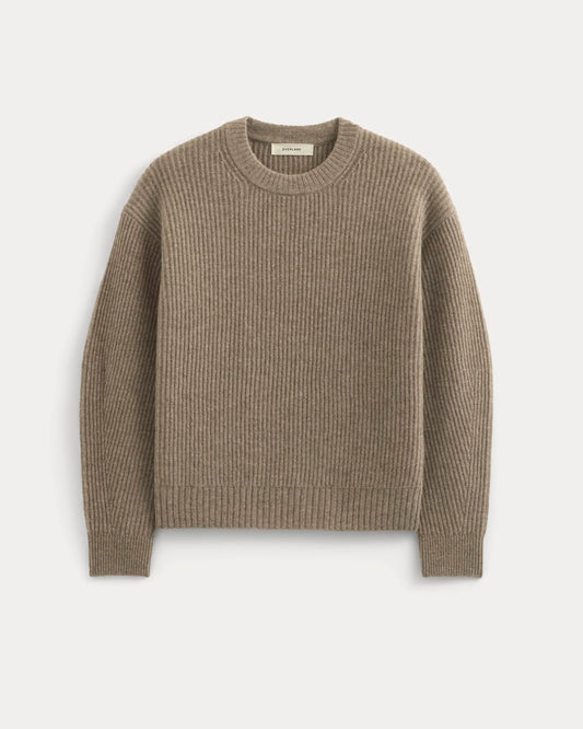 The Cocoon Crew in Wool Cashmere | Light Heathered Taupe