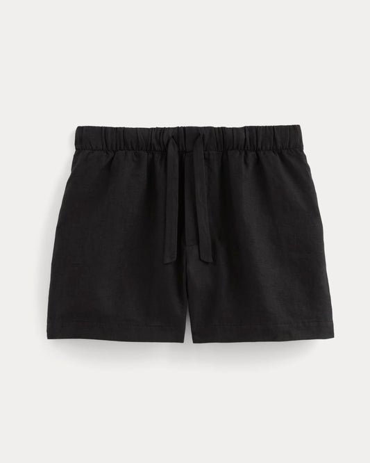 The Drawstring Boxer Short in Linen | Black