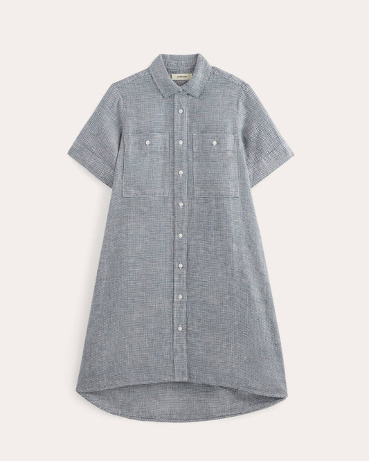 The Daytripper Dress in Linen | Midnight Navy Gingham