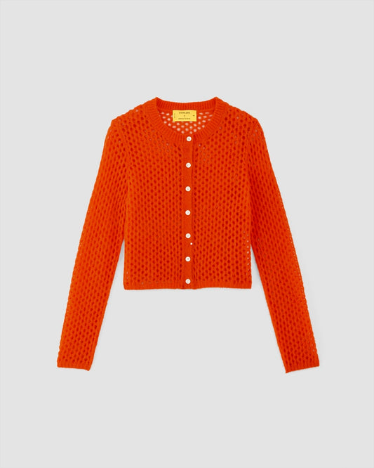 The Everlane x Marques' Almeida Alpaca Mesh Cardigan | Red Orange
