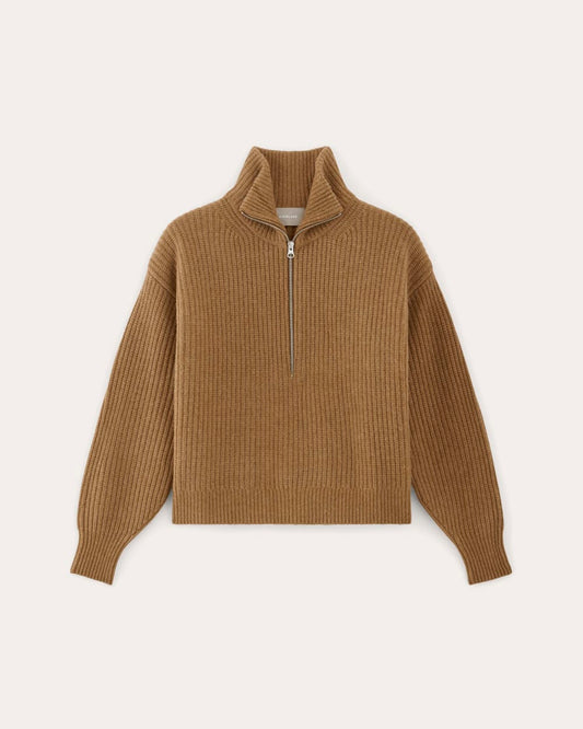 The Half-Zip Sweater in Luxe Merino | Deep Camel