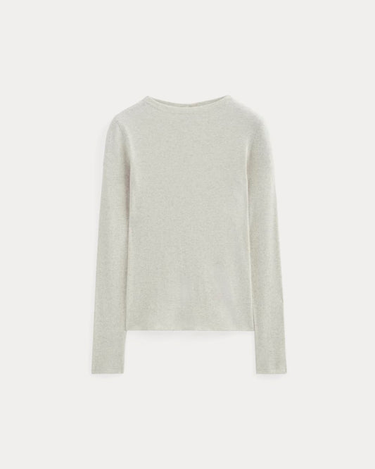 The Luxe Rib Funnel-Neck Tee | Heathered Oat