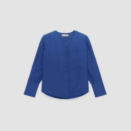 The Linen Popover Shirt | Mazarine Blue