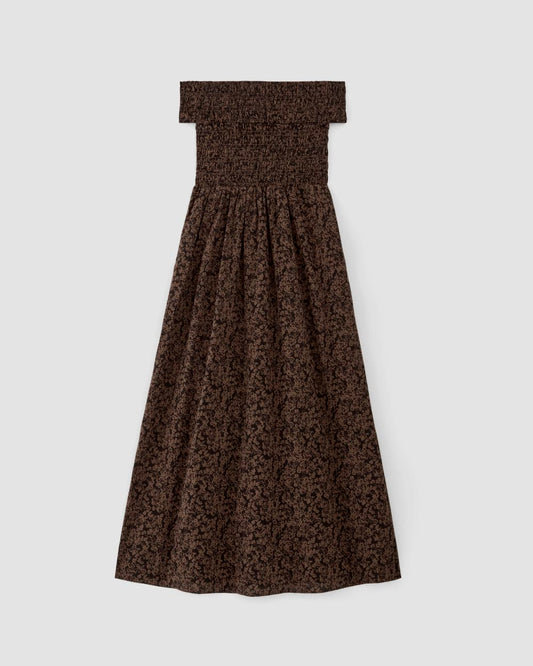 The Gauze Off-the-Shoulder Dress | Black / Cocoa Small Floral