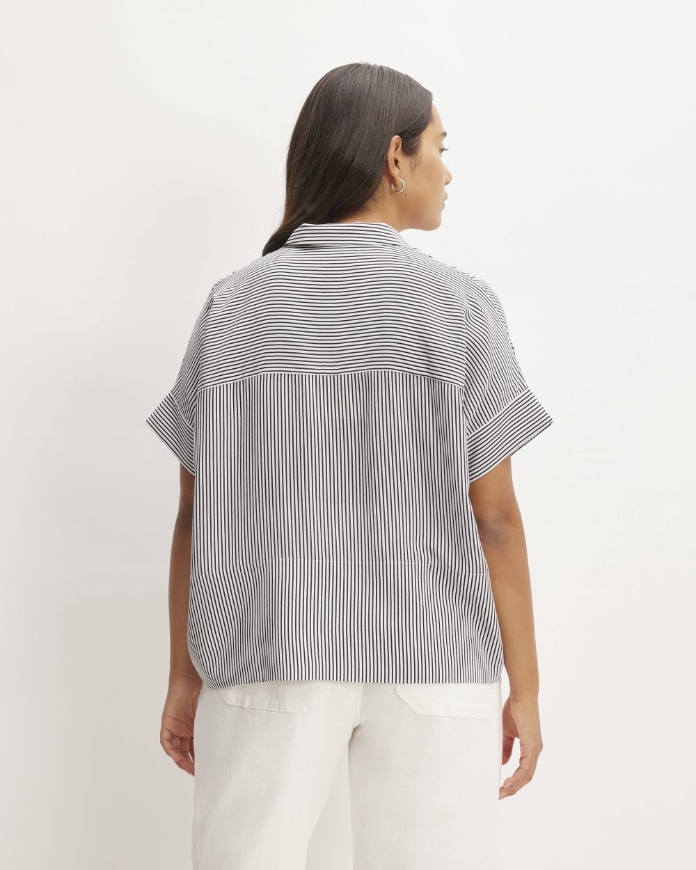 The Boxy Shirt in Washable Silk | Black / White