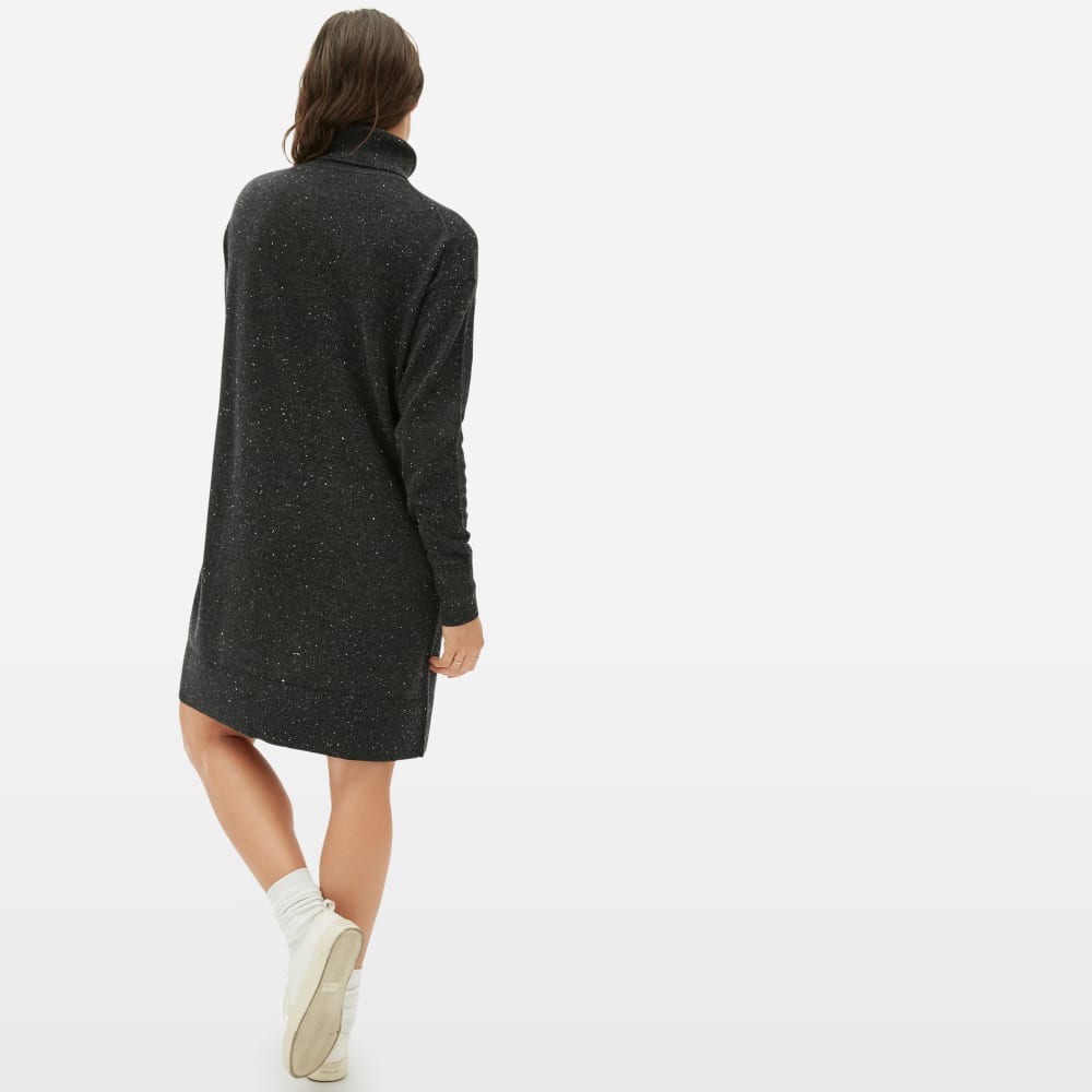 The Cashmere Turtleneck Dress | Dark Grey Donegal