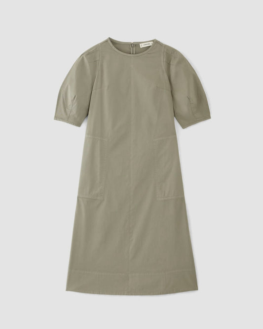 The Short-Sleeve Puff Midi Dress | Sage Green
