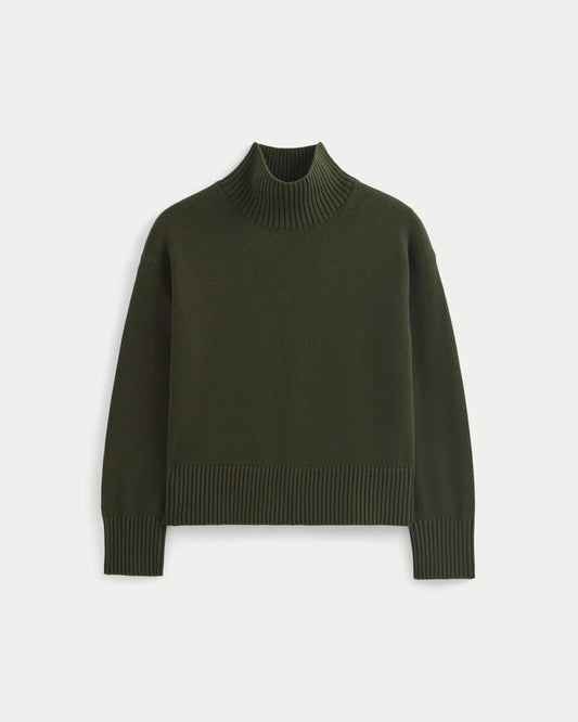 The Boxy Turtleneck in Everyday Cotton | Dark Green