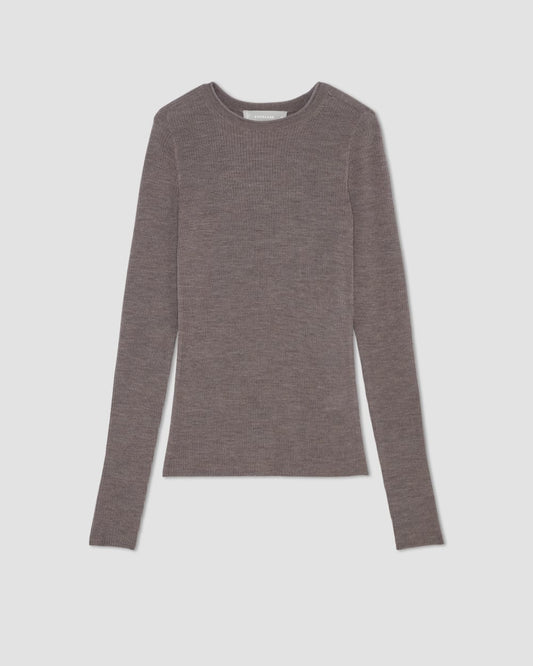 The Long-Sleeve Sweater Tee in Ultrasoft Merino | Heather Cocoa