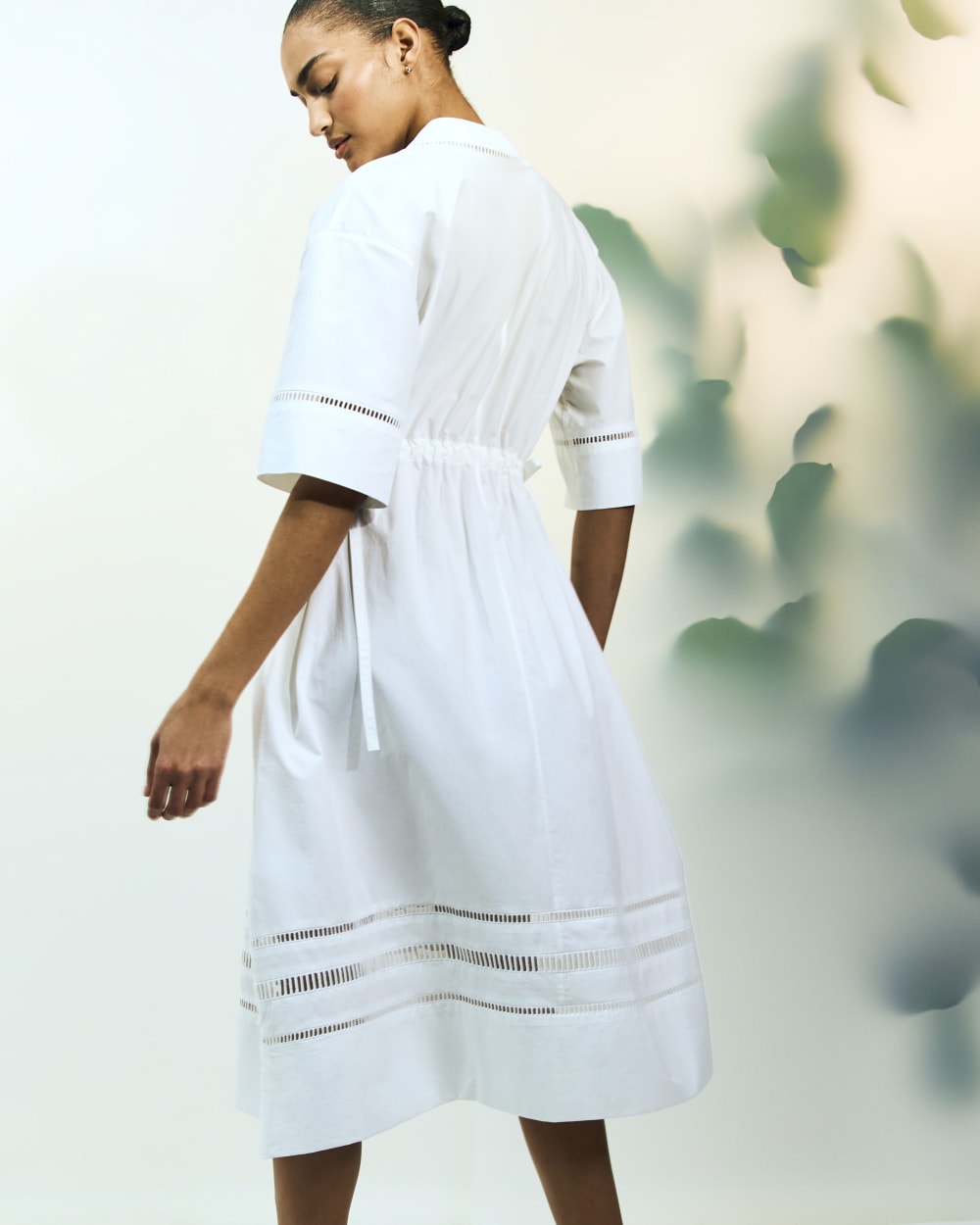 The Lace Trim Caftan Dress | White