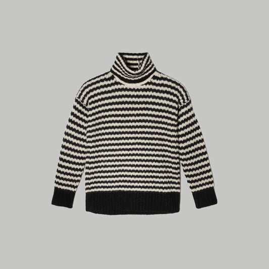 The Cloud Turtleneck | Black / Oatmeal
