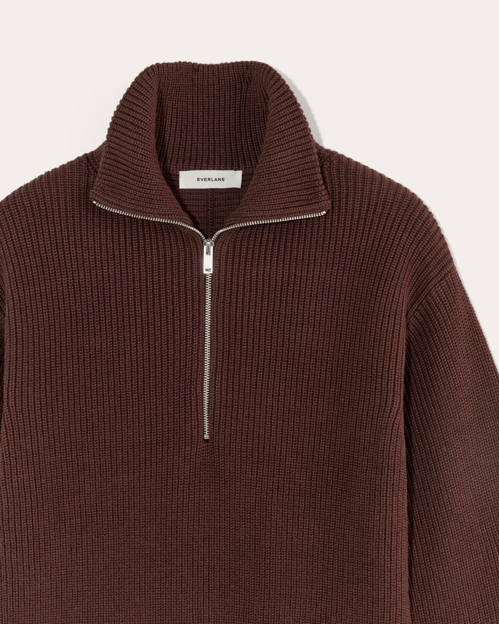The Half-Zip in Everyday Cotton | Dark Mahogany
