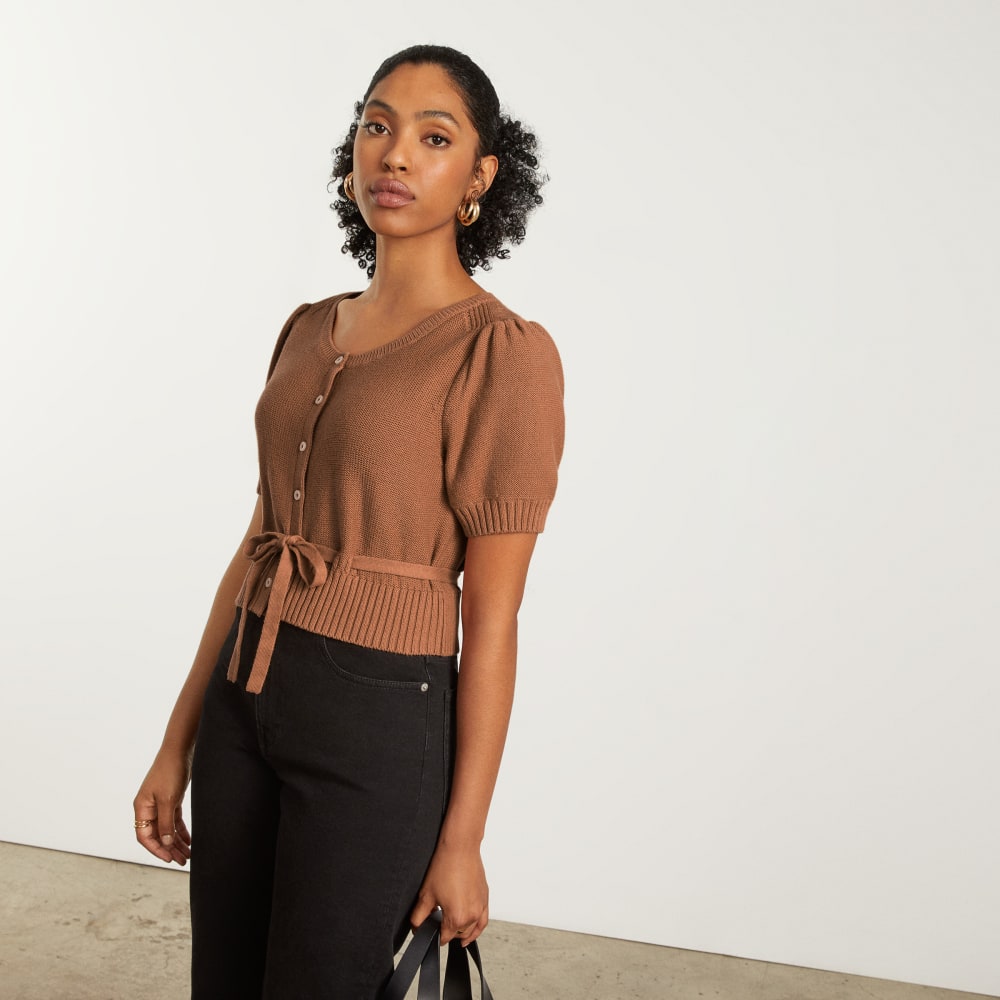The Puff Sleeve Sweater Top | Tawny Brown