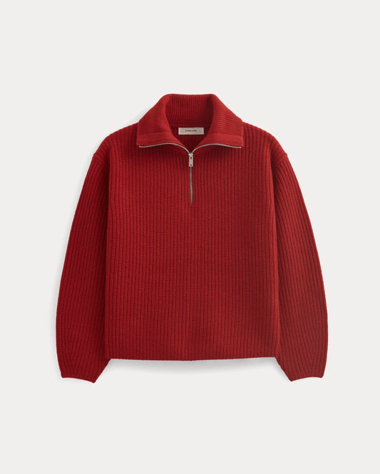The Half-Zip Sweater in Luxe Merino | Berry Red