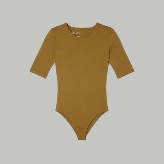 The Short-Sleeve Crew Neck Bodysuit | Tapenade | Bikini