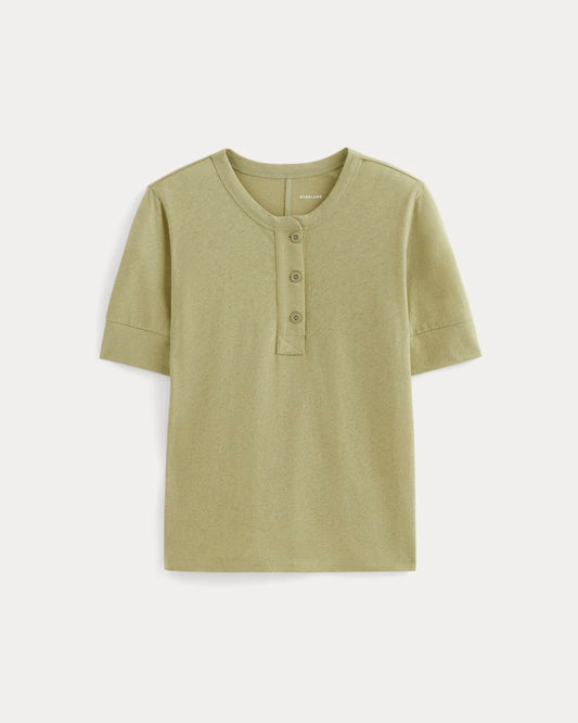 The Henley in Cotton Linen | Eucalyptus