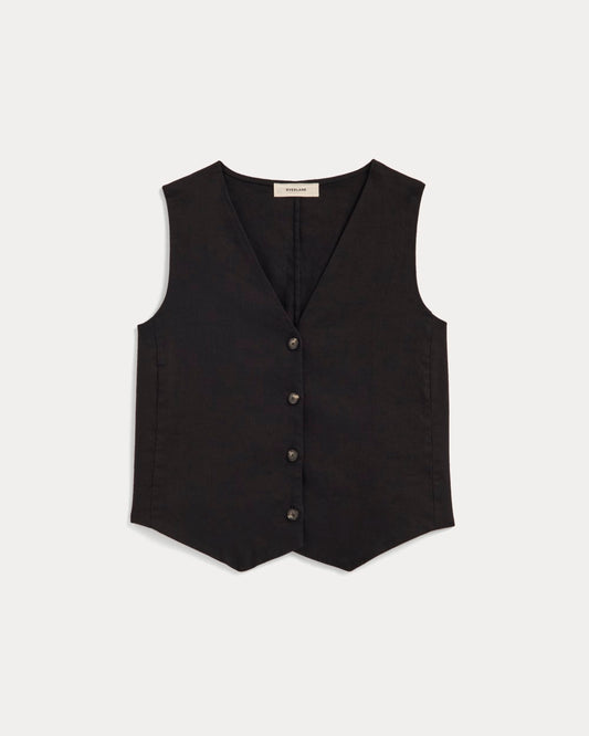 The Vest in Stretch Linen | Black