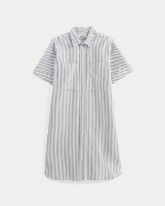 The Oxford Short-Sleeve Shirt Dress | Charcoal / White