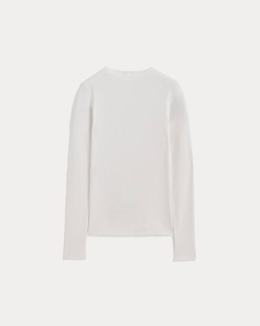 The Luxe Rib Funnel-Neck Tee | White