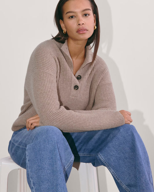 The Cocoon Henley in Wool Cashmere | Oatmeal