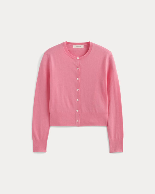 The Cropped Cardigan in Cotton Cashmere | Deep Pink