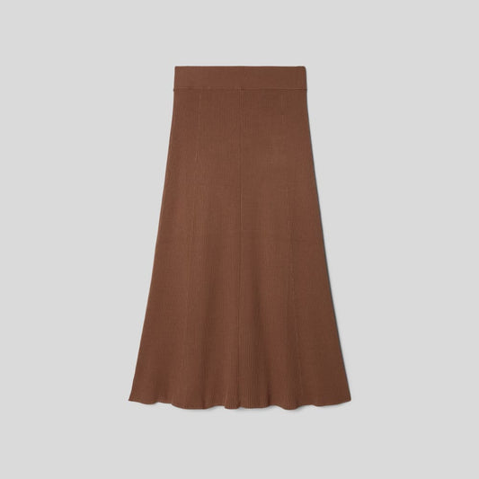 The Ribbed Knit Skirt | Cocoa Brown