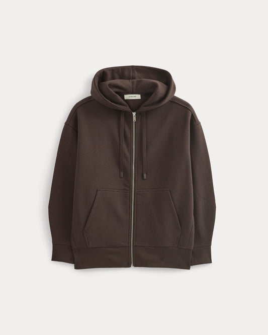 Luxe Fleece Oversized Full-Zip Hoodie | Dark Chocolate