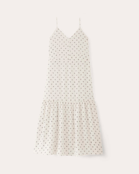 The Long Weekend Dress in Butterlite | Bone / Black Square Dot