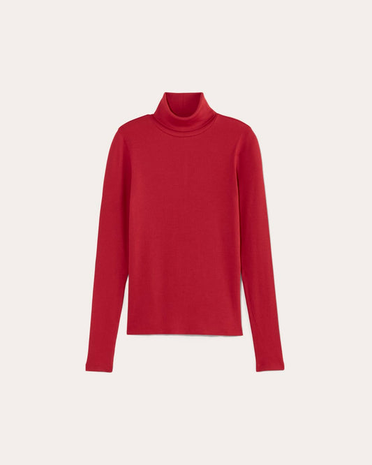 The Luxe Rib Turtleneck | Berry Red