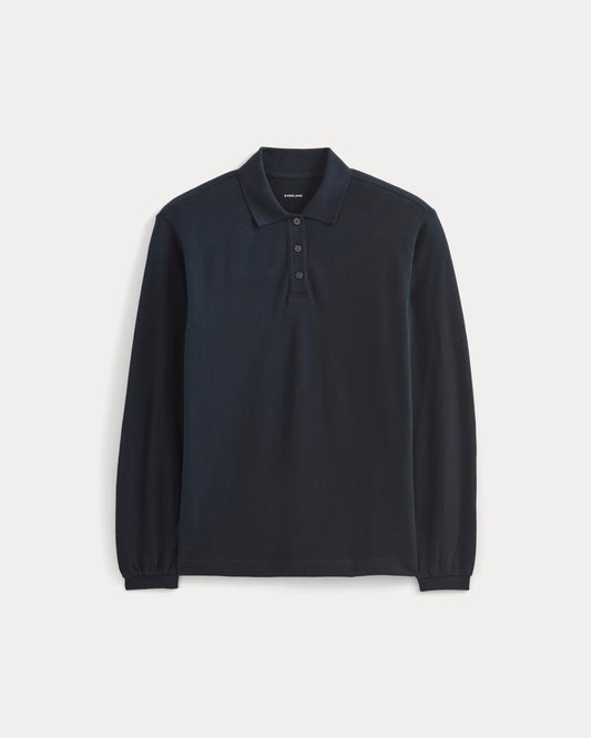 Oversized Pique Polo | Deep Navy