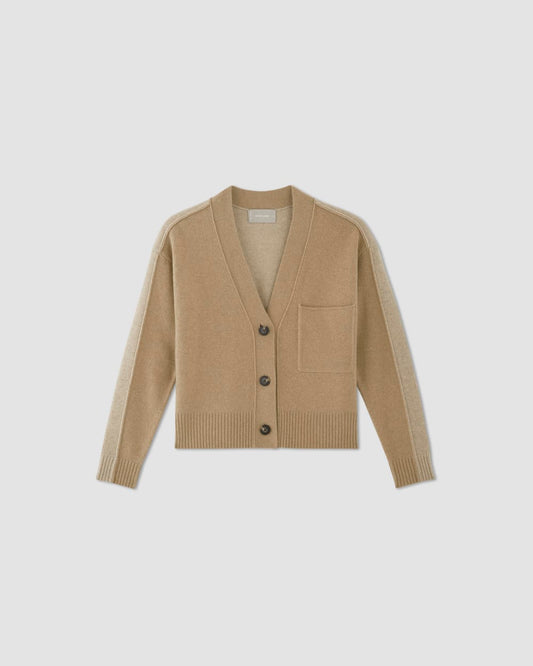 The Good Merino Wool Cardigan | Light Camel / Dark Oat