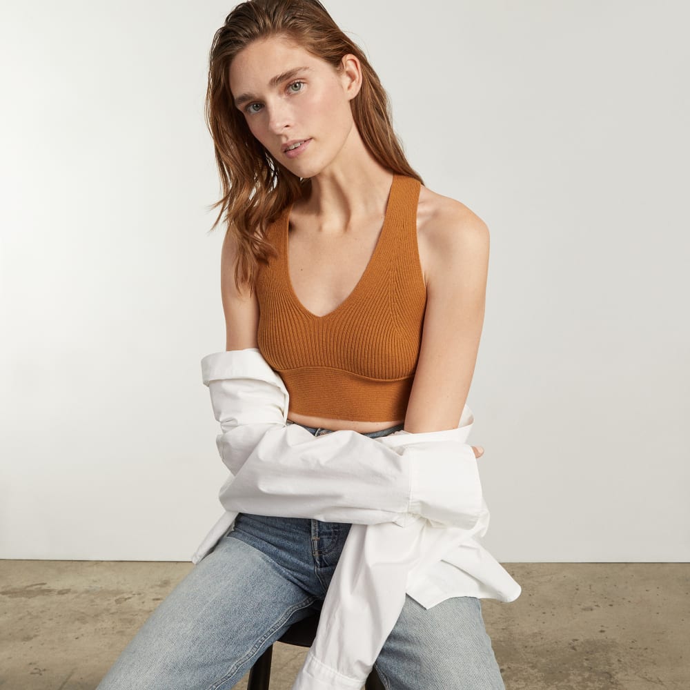 The Cross-Back Cropped Sweater Top | Butter Caramel