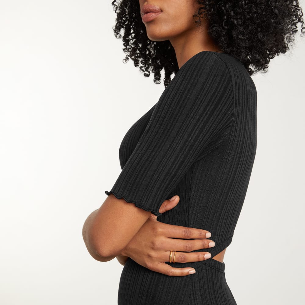 The Open Back Rib Dress | Black