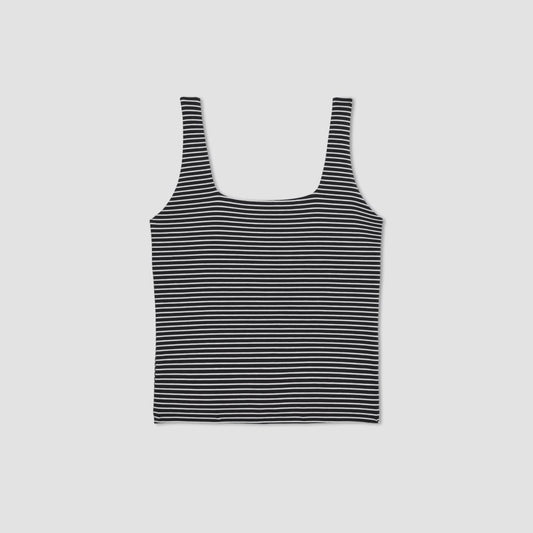 The Supima® Sleeveless Top | Black / White