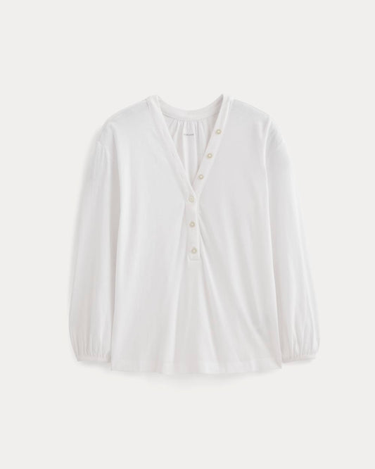 The Air V-Neck Henley | White