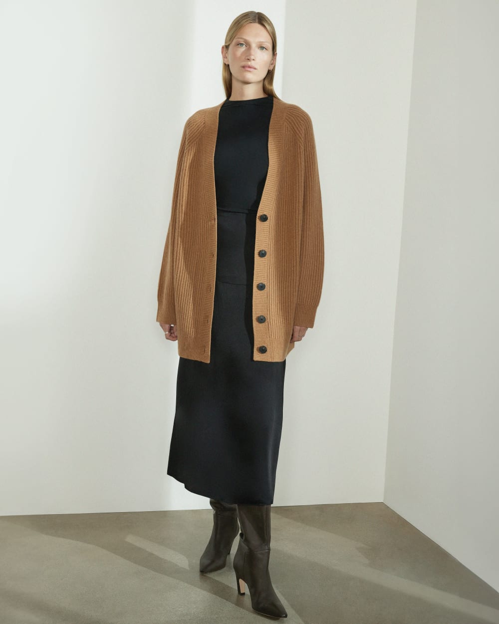 The Felted Merino Cocoon Cardigan | Deep Camel