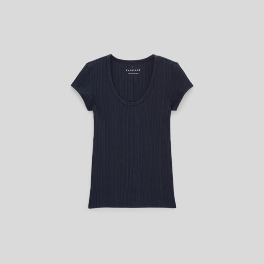 The Rib Soft Knit Scoop-Neck Tee | Navy