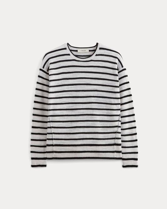 The Slouch Sweater in Cotton Linen | White / Black