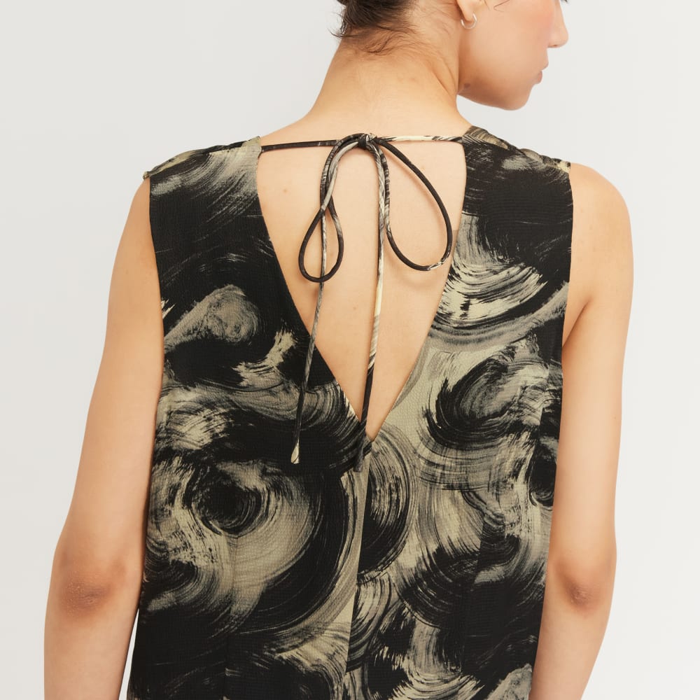 The Satin V-Neck Maxi Dress | Pale Yellow / Black