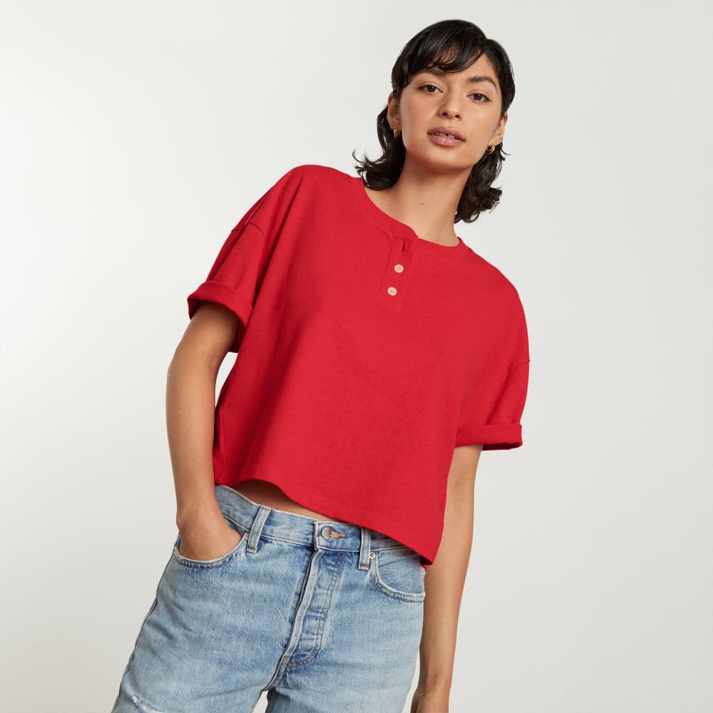 The Vintage Henley Hemp Tee | Goji Berry