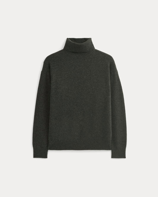 Luxe Merino Relaxed Turtleneck | Heathered Black
