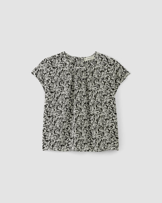 The Gathered Neck Top | Black / Bone Mini Floral