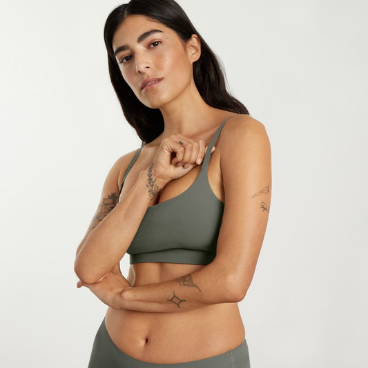 The Invisible Square-Neck Bralette | Pewter Green