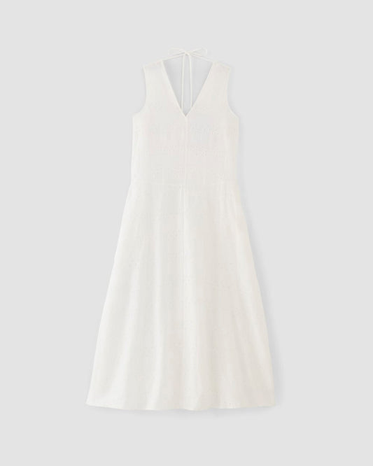 The Linen Eyelet Maxi Dress | White Eyelet