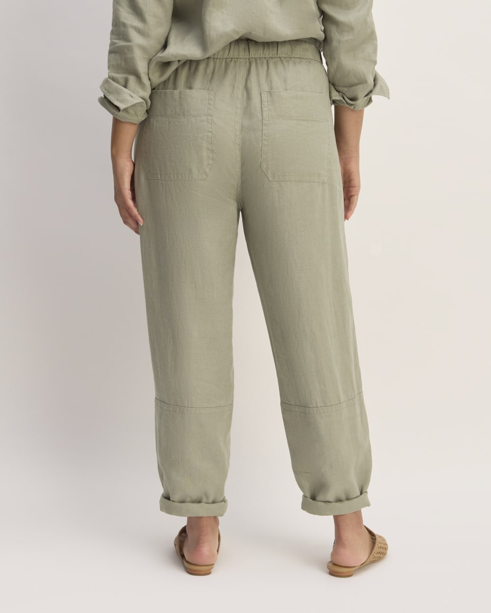 The Linen Pull-On Barrel Pant | Sage Green