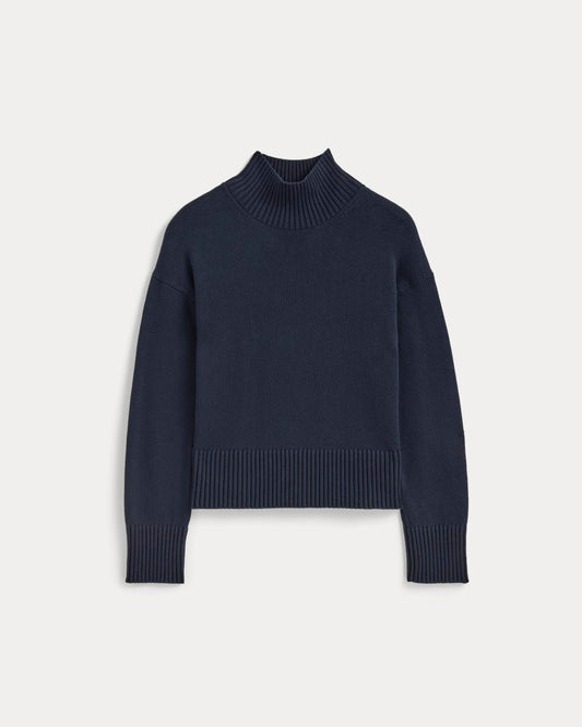 The Boxy Turtleneck in Everyday Cotton | Navy