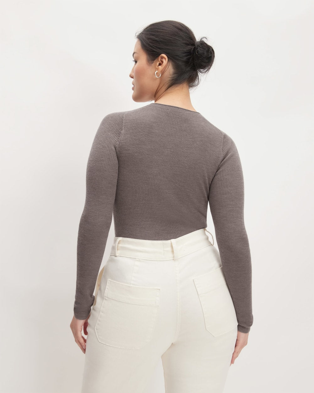 The Long-Sleeve Sweater Tee in Ultrasoft Merino | Heather Cocoa
