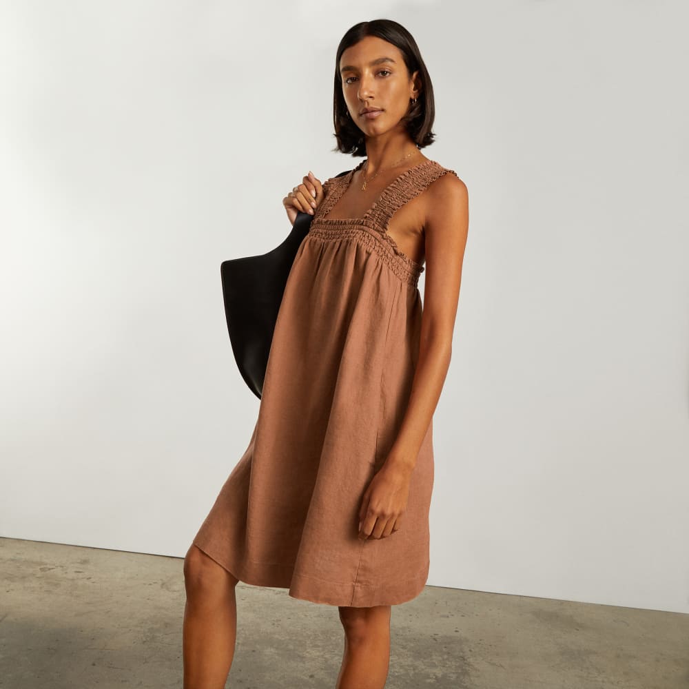The Smocked Linen Dress | Tawny Brown
